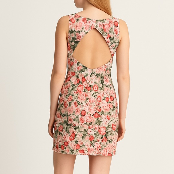 Zara Trafaluc cotton floral cutout backless mini dress, size M - Picture 2 of 5